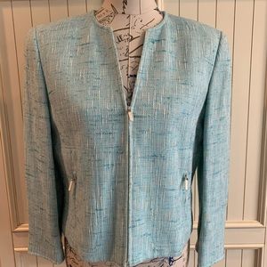Carlisle turquoise silk “tweed” jacket. Size 10